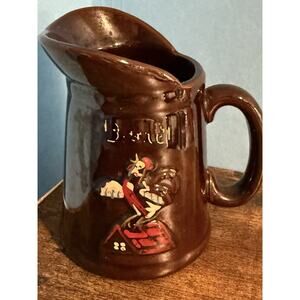 Rooster Pitcher Ceramic Brown 4" Butter Collectable Country Pancakes Brunch